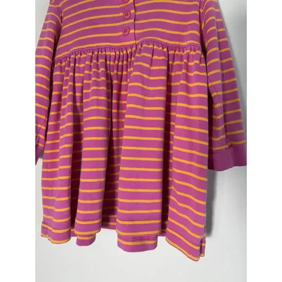 Hanna Andersson Girls Fit & Flare Pink Yellow Striped Cotton Dress Size 2-3T - Picture 3 of 6